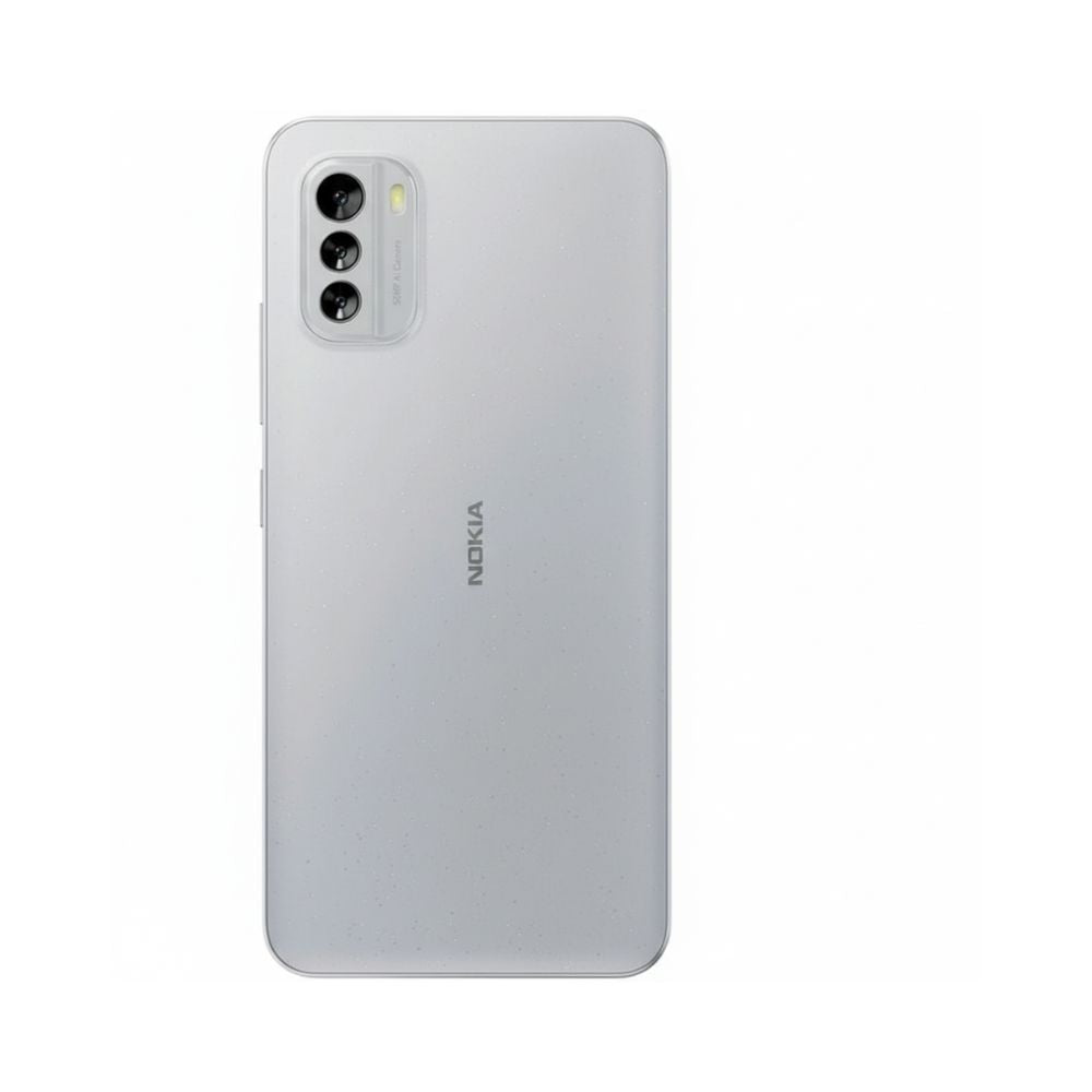 Nokia G60 5G ice grey shown side-angle highlighting edges and buttons