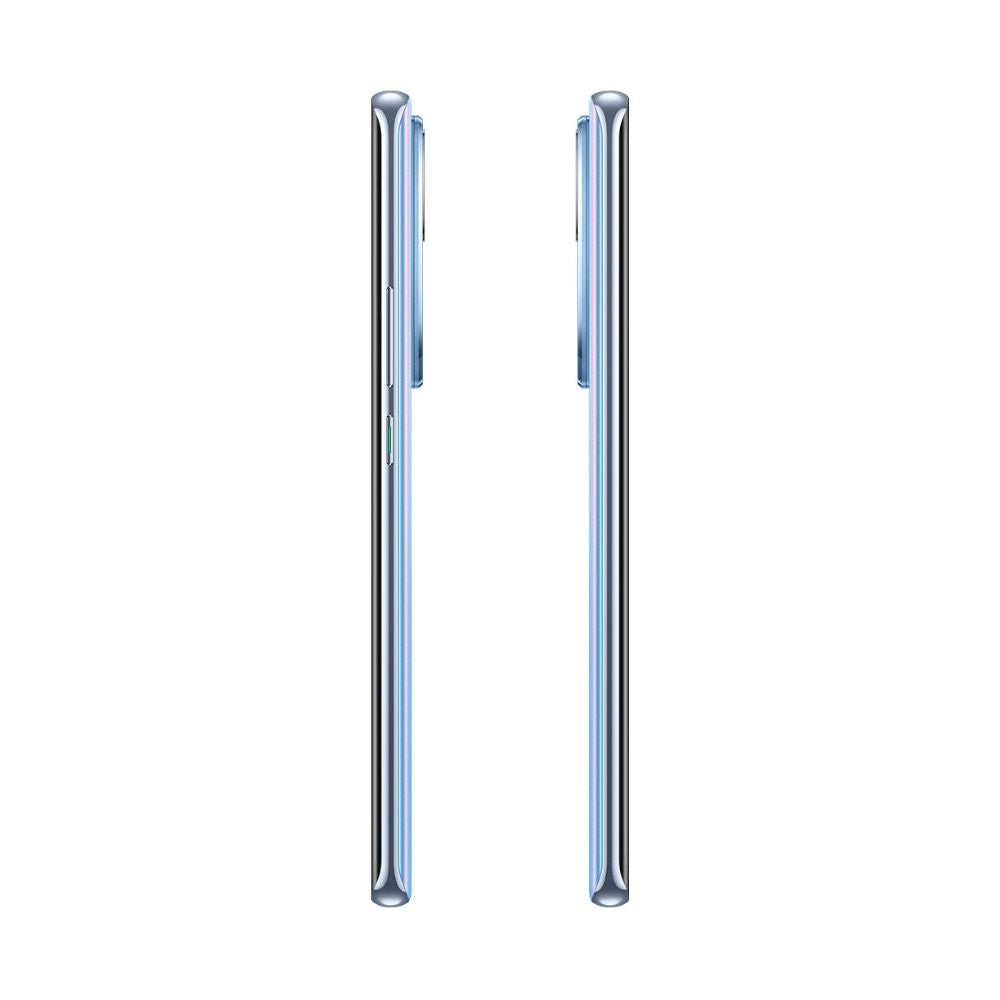 OPPO Reno10 smartphone in ice blue, front view 