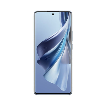 Ice blue OPPO Reno10 smartphone with screen and edges visible