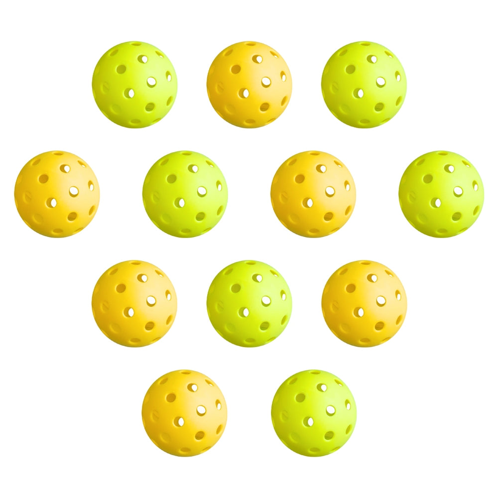 Everfit 12PC Pickleballs Set 40-Hole Design Indoor Outdoor Durable PE Balls Green/Yellow Tristar Online