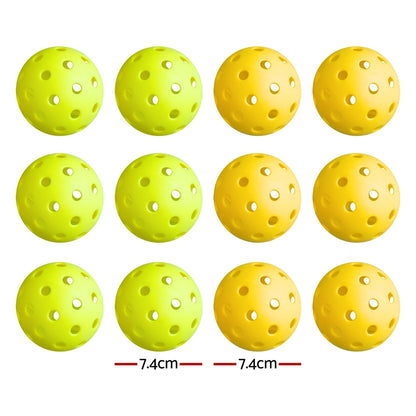 Everfit 12PC Pickleballs Set 40-Hole Design Indoor Outdoor Durable PE Balls Green/Yellow Tristar Online