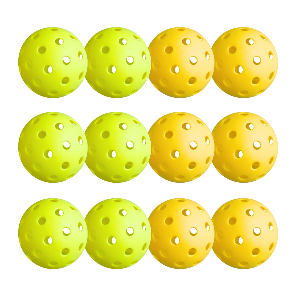 Everfit 12PC Pickleballs Set 40-Hole Design Indoor Outdoor Durable PE Balls Green/Yellow Tristar Online