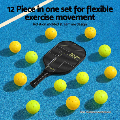 Everfit 12PC Pickleballs Set 40-Hole Design Indoor Outdoor Durable PE Balls Green/Yellow Tristar Online
