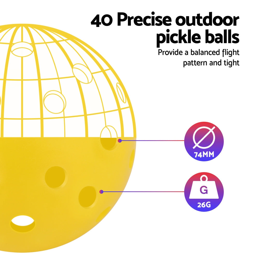 Everfit 12PC Pickleballs Set 40-Hole Design Indoor Outdoor Durable PE Balls Green/Yellow Tristar Online