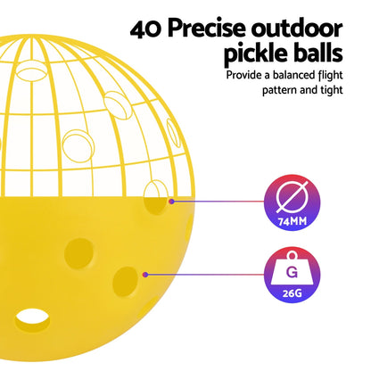 Everfit 12PC Pickleballs Set 40-Hole Design Indoor Outdoor Durable PE Balls Green/Yellow Tristar Online