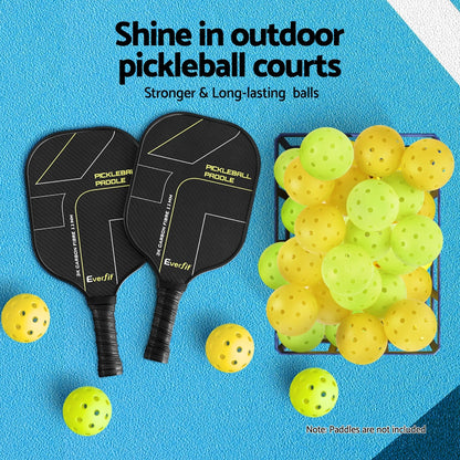 Everfit 12PC Pickleballs Set 40-Hole Design Indoor Outdoor Durable PE Balls Green/Yellow Tristar Online