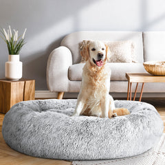 i.Pet Pet Bed Dog Cat 110cm Calming Extra Large Soft Plush Light Charcoal Tristar Online