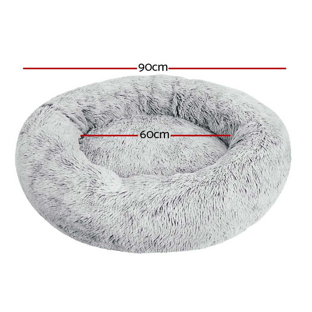 i.Pet Pet Bed Dog Cat 90cm Large Calming Soft Plush Light Charcoal Tristar Online