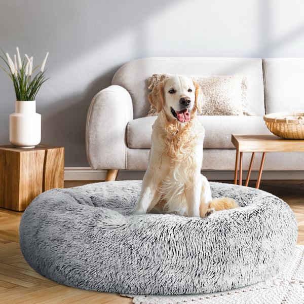 i.Pet Pet Bed Dog Cat 90cm Large Calming Soft Plush Light Charcoal Tristar Online