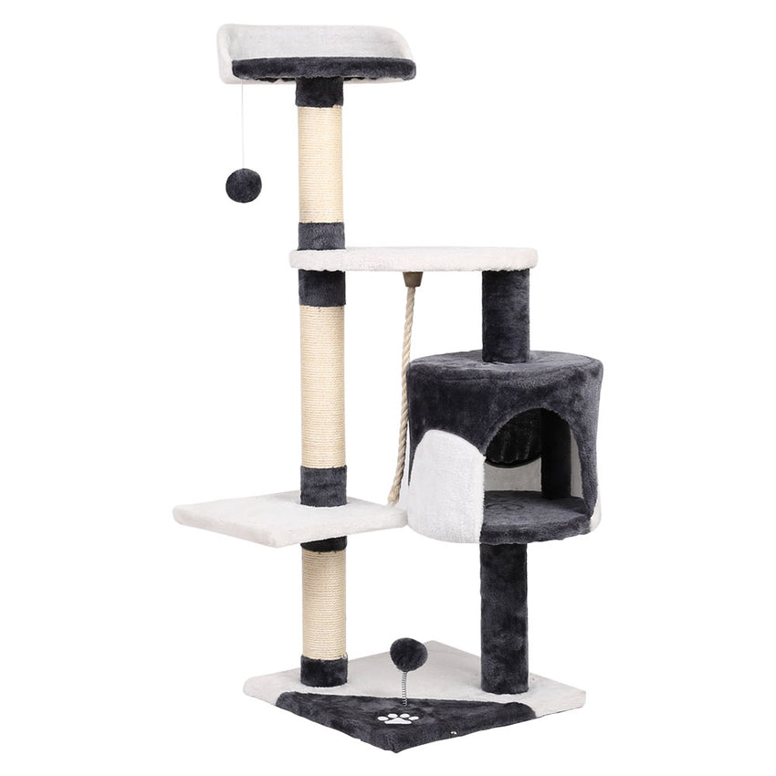 i.Pet Cat Tree 112cm Trees Scratching Post Scratcher Tower Condo House Furniture Wood Tristar Online