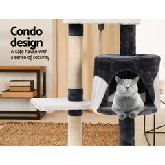 i.Pet Cat Tree 112cm Trees Scratching Post Scratcher Tower Condo House Furniture Wood Tristar Online