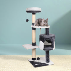 i.Pet Cat Tree 112cm Trees Scratching Post Scratcher Tower Condo House Furniture Wood Tristar Online