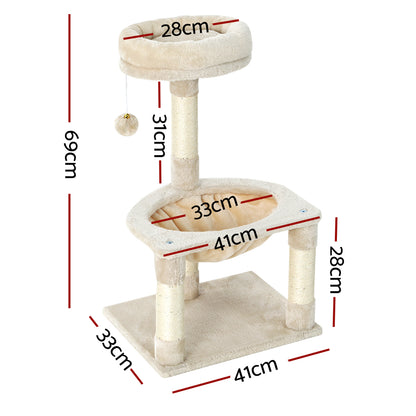 i.Pet Cat Tree 69cm Scratching Post Tower Scratcher Wood Condo Toys House Bed Tristar Online