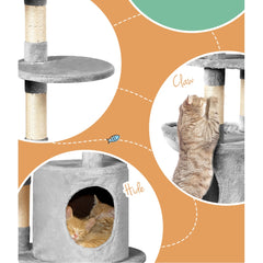 i.Pet Cat Tree 123cm Tower Scratching Post Scratcher Wood Condo House Bed Toys Tristar Online