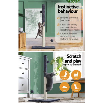 i.Pet Cat Tree Scratching Post Scratcher Tower Condo House Hanging toys Grey 105cm Tristar Online