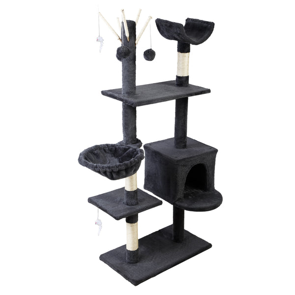 i.Pet Cat Tree 140cm Tower Scratching Post Scratcher Trees Toys Condo Bed Grey Tristar Online