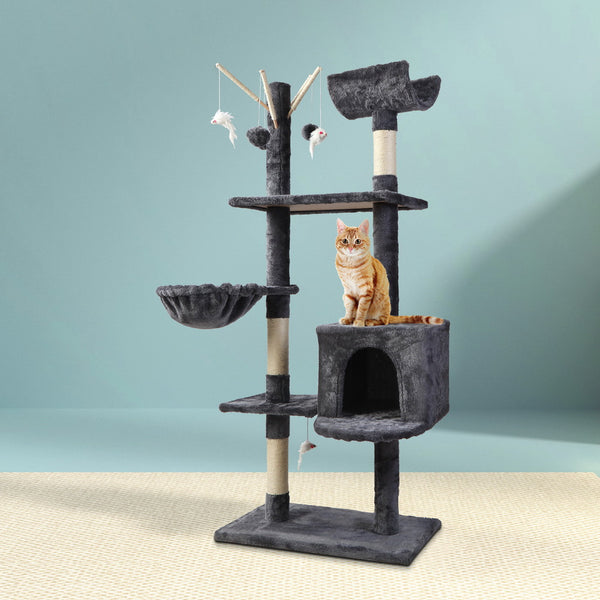 i.Pet Cat Tree 140cm Tower Scratching Post Scratcher Trees Toys Condo Bed Grey Tristar Online