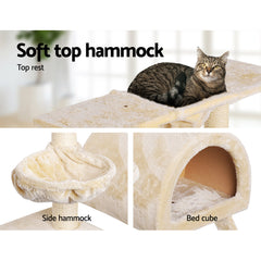 i.Pet Cat Tree 100cm Tower Scratching Post Scratcher Condo House Trees Bed Beige Tristar Online
