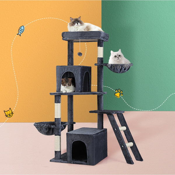 i.Pet Cat Tree Tower Scratching Post Scratcher 138cm Trees Condo House Grey Tristar Online