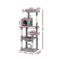i.Pet Cat Tree Tower Scratching Post Scratcher 143cm Condo House Trees Grey Tristar Online