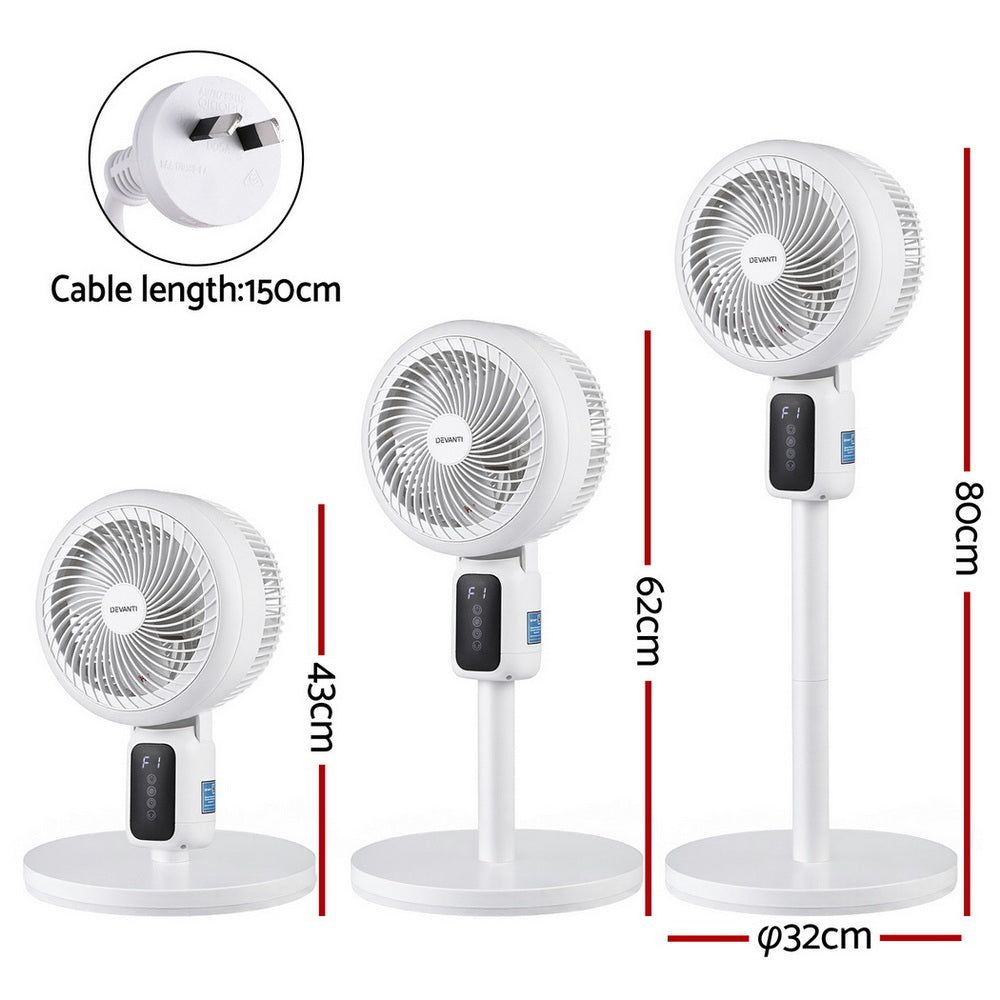 Devanti Pedestal Fan W/ Remote 3 Speed 12H Timer Height Adjustable Cooling Fan Tristar Online