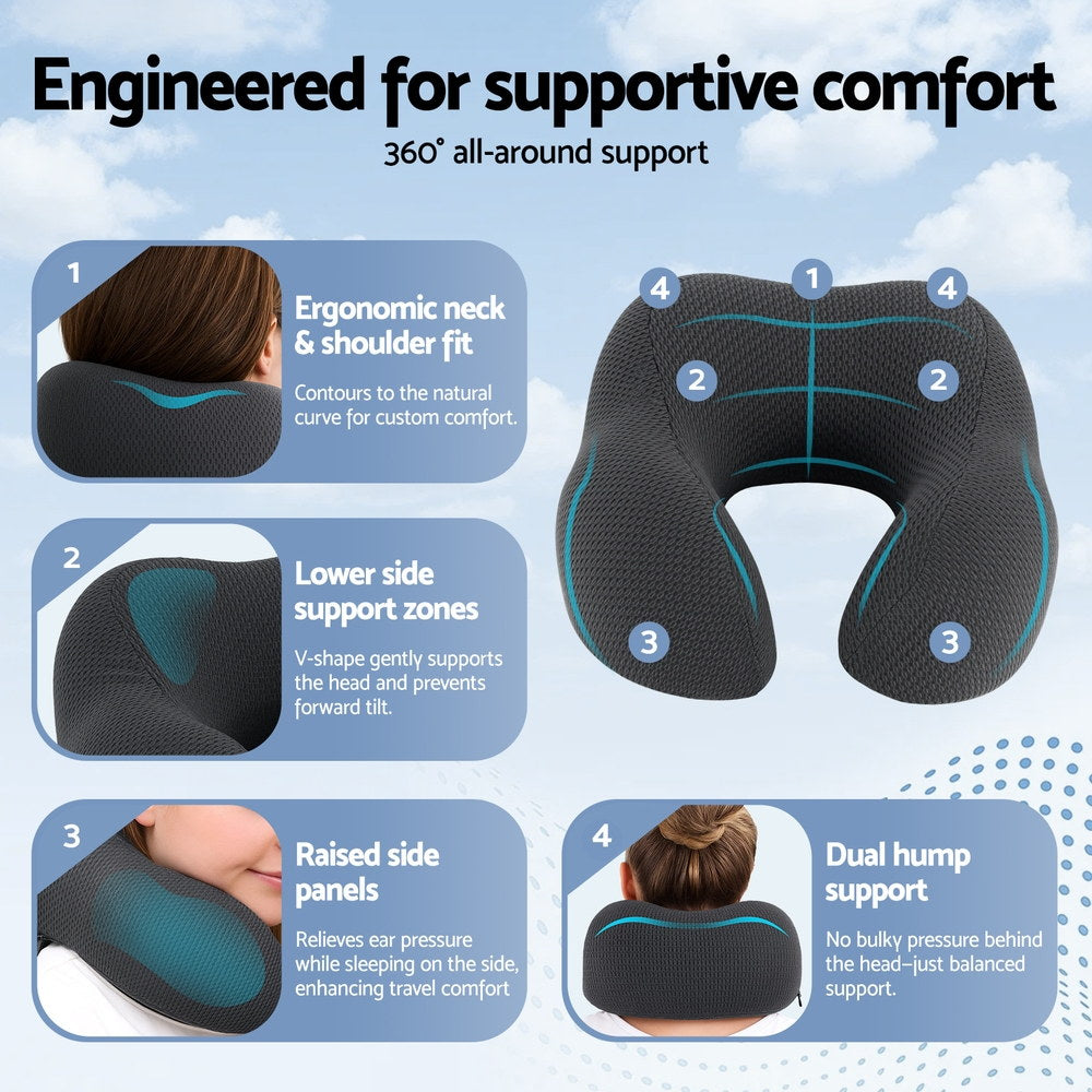 Giselle Bedding Travel Neck Pillow U-Shape Support Memory Foam Plane Car Cushion Tristar Online