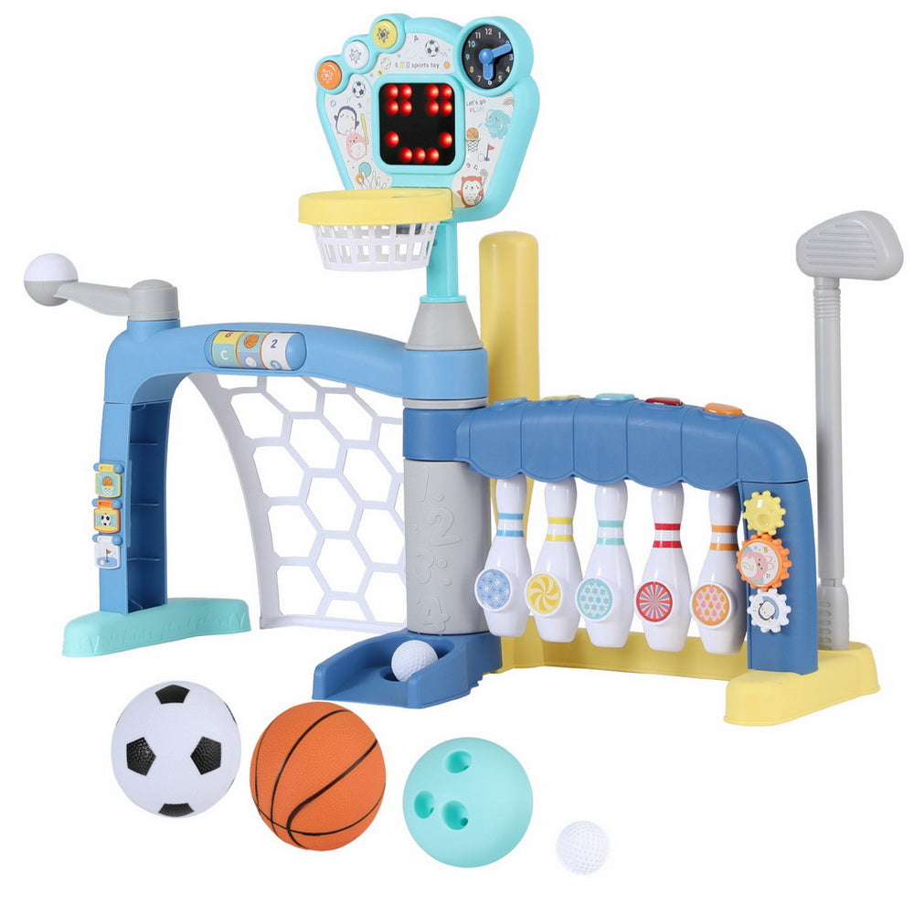 Keezi Kids Basketball Hoop Stand Bowling Baseball Golf Game Sports Toys Set Blue Tristar Online