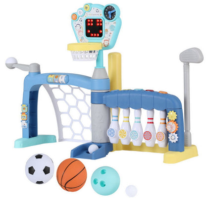 Keezi Kids Basketball Hoop Stand Bowling Baseball Golf Game Sports Toys Set Blue Tristar Online