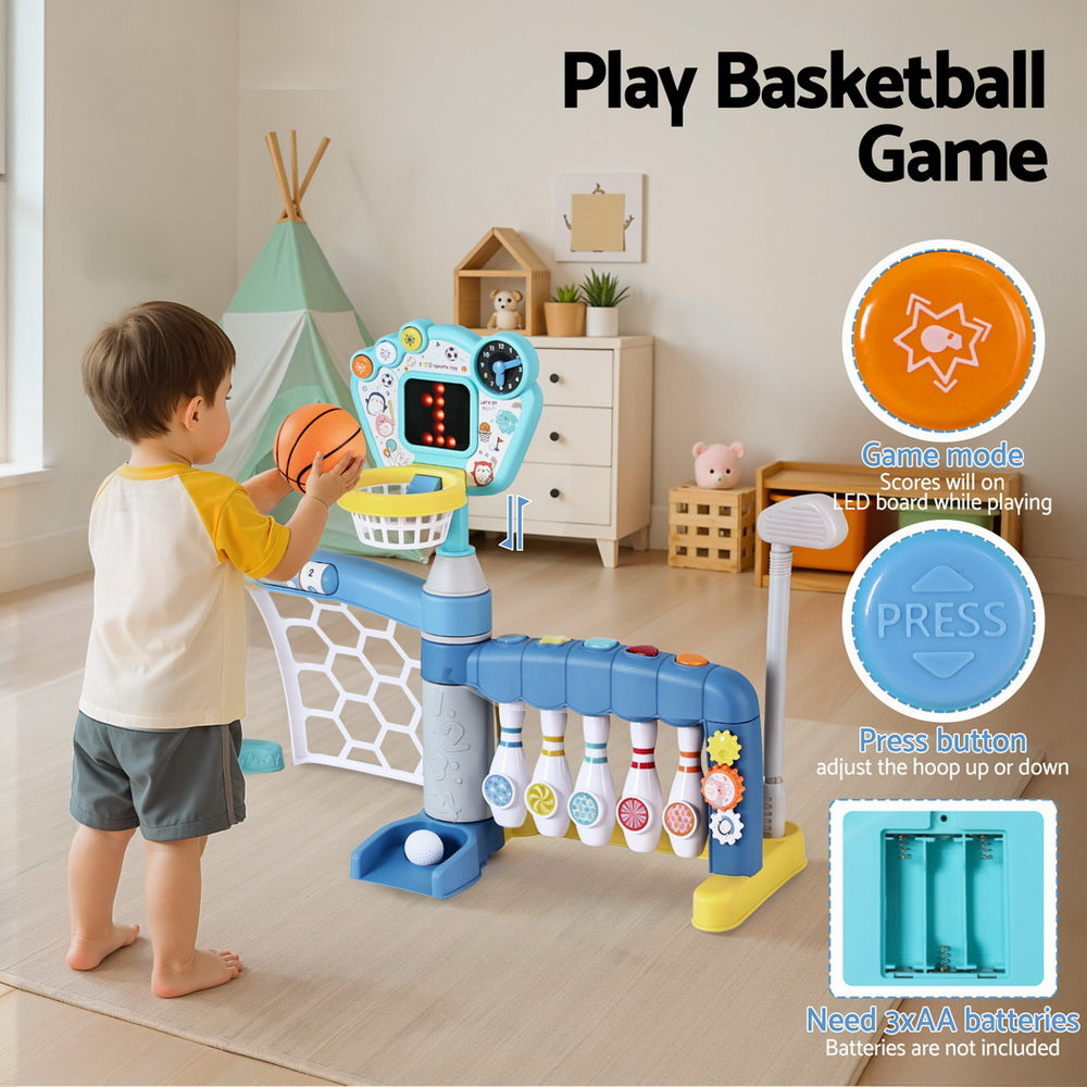 Keezi Kids Basketball Hoop Stand Bowling Baseball Golf Game Sports Toys Set Blue Tristar Online