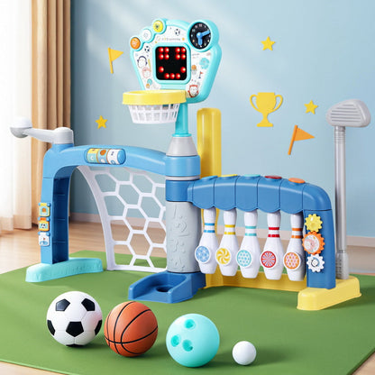 Keezi Kids Basketball Hoop Stand Bowling Baseball Golf Game Sports Toys Set Blue Tristar Online