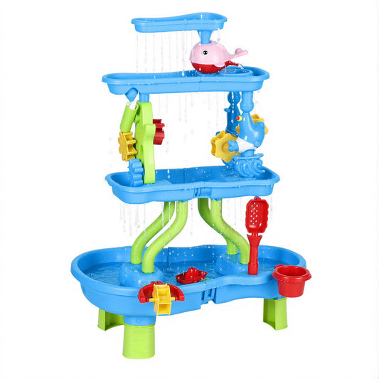 Keezi Kids Sand and Water Table 4-Tier Waterfall Sandpit Toys Beach Shovel Tristar Online