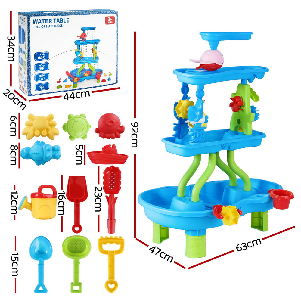 Keezi Kids Sand and Water Table 4-Tier Waterfall Sandpit Toys Beach Shovel Tristar Online