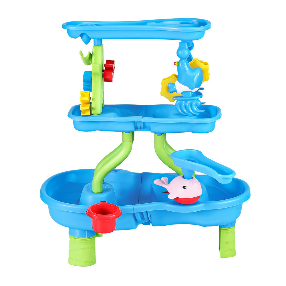 Keezi Kids Sand and Water Table 4-Tier Waterfall Sandpit Toys Beach Shovel Tristar Online