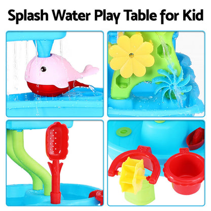 Keezi Kids Sand and Water Table 4-Tier Waterfall Sandpit Toys Beach Shovel Tristar Online