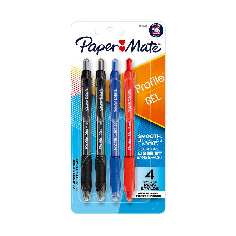 PM Prfl Gel 0.7mm Ast Pk4 Bx6 Paper Mate