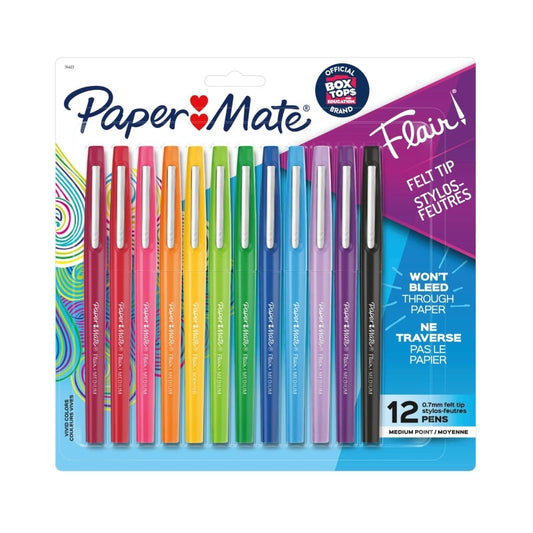 PM Flair FeltTip Ast Pk12 Bx12 Paper Mate
