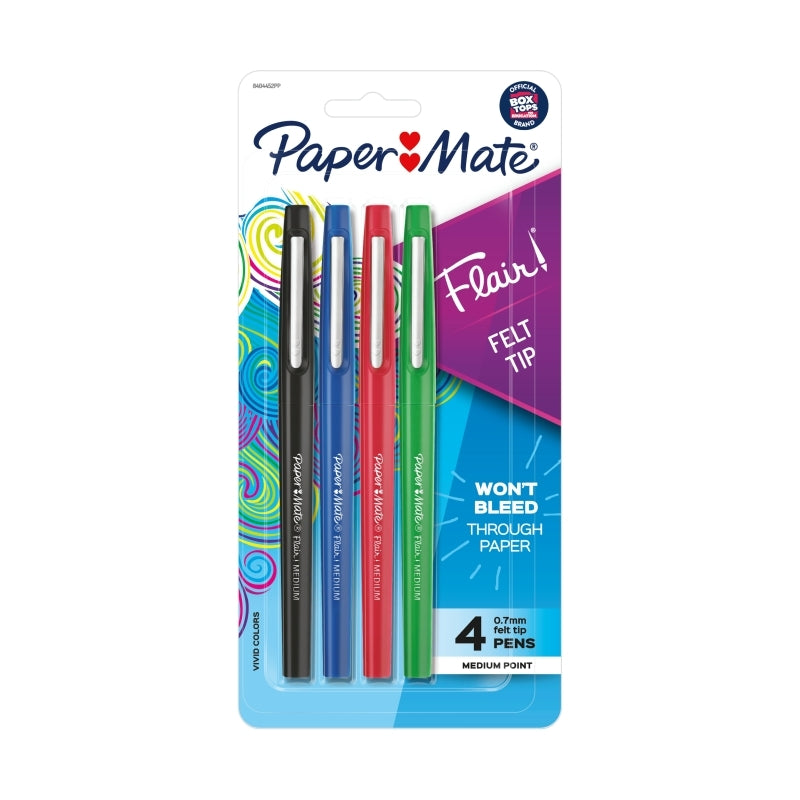 PM Flair Felt Tip Ast Pk4 Bx6 Paper Mate