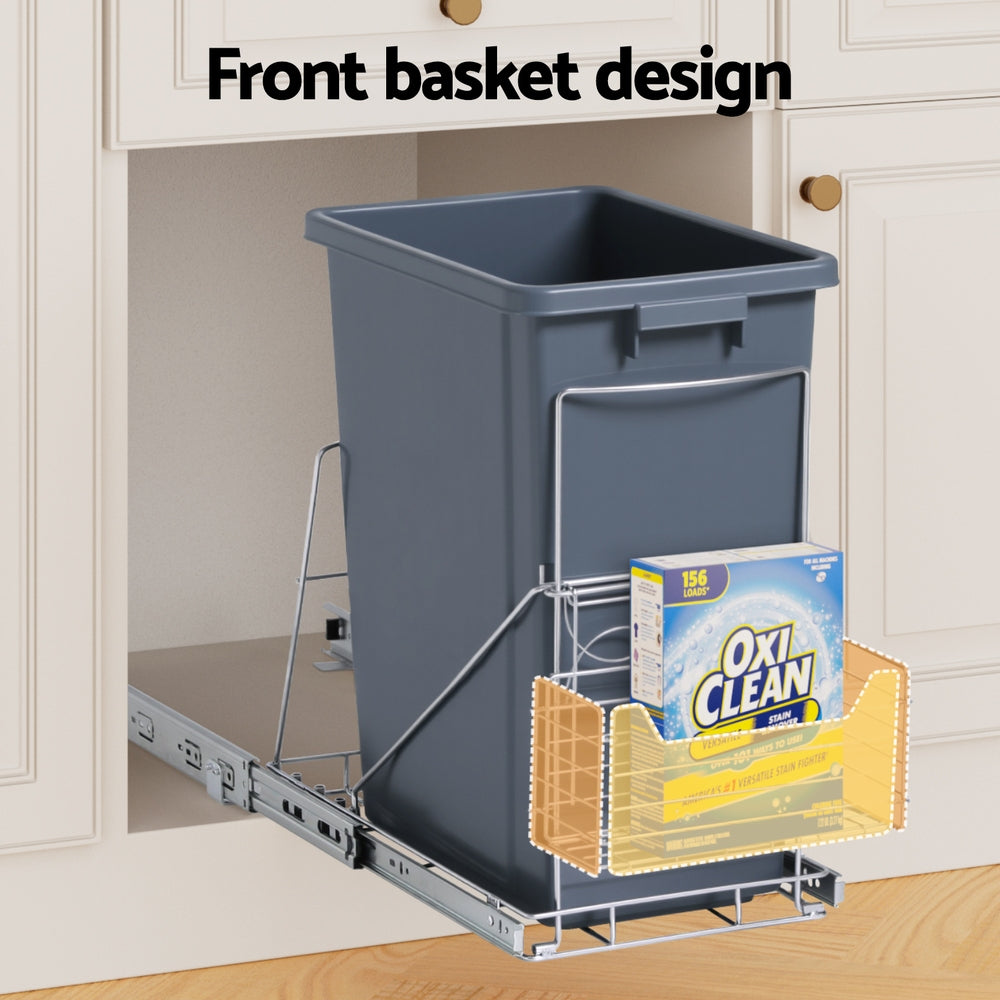 Cefito Pull Out Bin Kitchen Cabinet Slide Garbage Rubbish Bins Basket 40L Grey Tristar Online