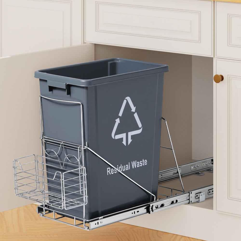 Cefito Pull Out Bin Kitchen Cabinet Slide Garbage Rubbish Bins Basket 40L Grey Tristar Online