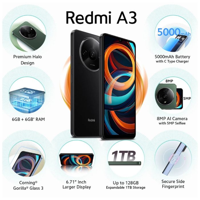 Redmi A3 – 4GB RAM, 128GB, Black Redmi