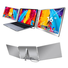 16 inch Trifold Portable Monitor 1080P IPS FHD Laptop Screen Extender For Laptop - Space Grey