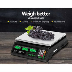 Emajin Scales Digital Kitchen 40KG Weighing Scales Platform Scales Black LCD Tristar Online