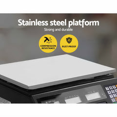 Emajin Scales Digital Kitchen 40KG Weighing Scales Platform Scales Black LCD Tristar Online