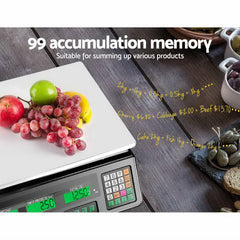 Emajin Scales Digital Kitchen 40KG Weighing Scales Platform Scales Black LCD Tristar Online