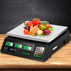 Emajin Scales Digital Kitchen 40KG Weighing Scales Platform Scales Black LCD Tristar Online