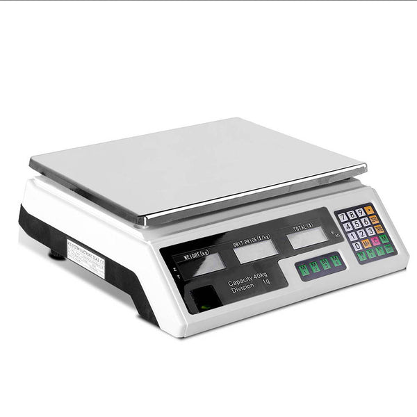Emajin Scales Digital Kitchen 40KG Weighing Scales Platform Scales White LCD Tristar Online