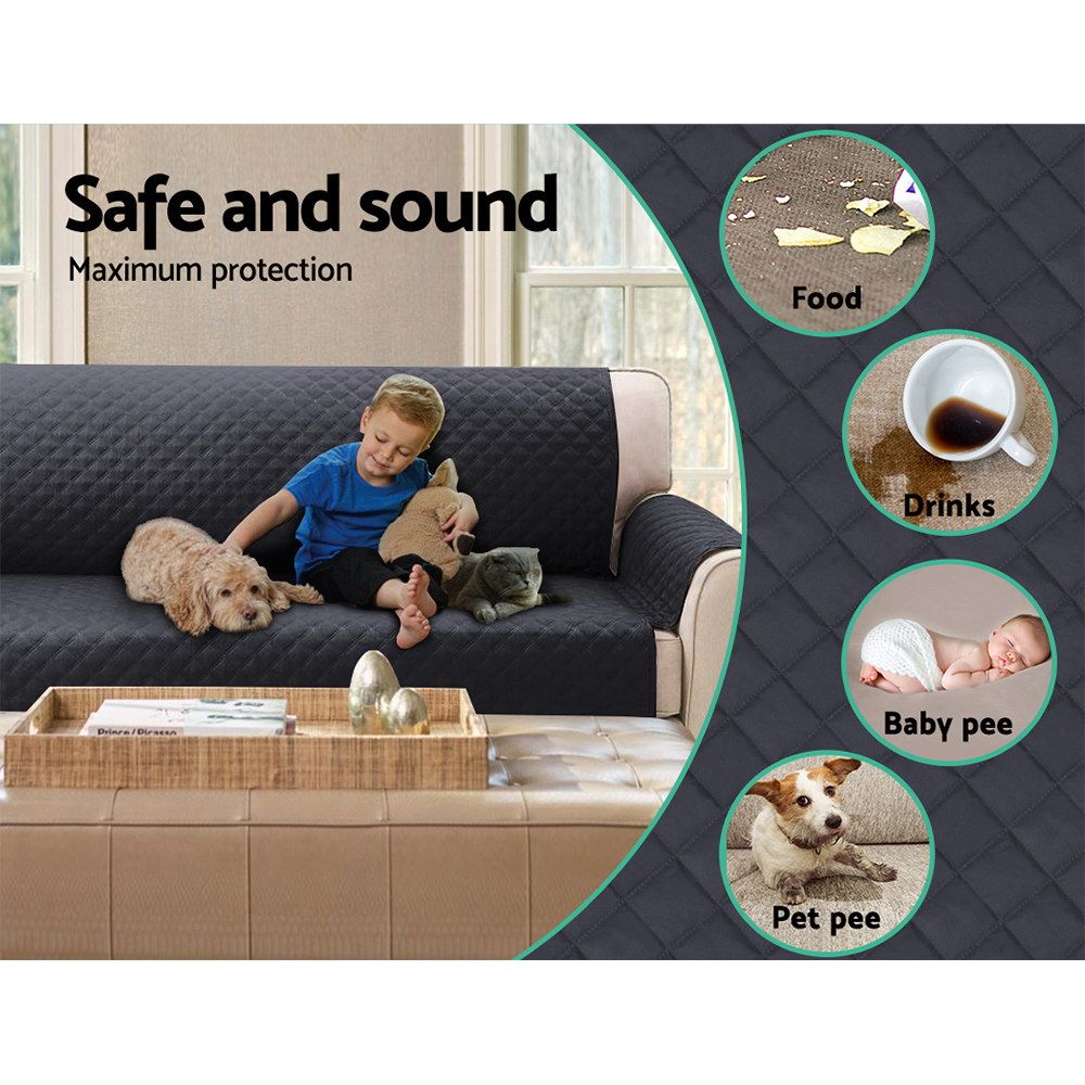 Artiss Sofa Cover Couch Covers 3 Seater Easy to Clean Dark Grey