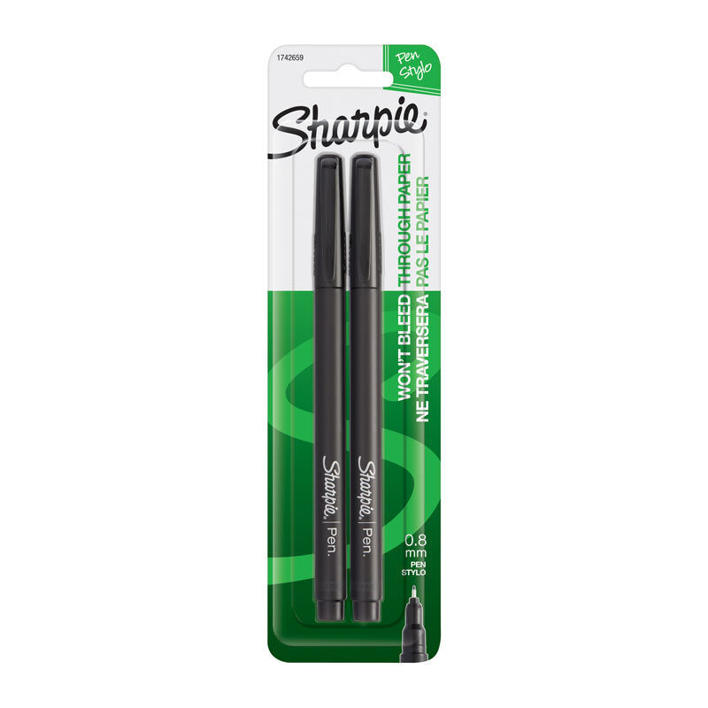Sharpie Pen Fine Blk Pk2 Bx6 Sharpie