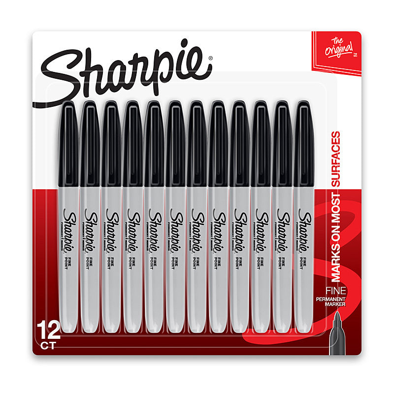 Sharpie Fine Perm Mrk Blk Pk12 Sharpie