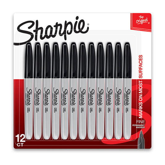 Sharpie Fine Perm Mrk Blk Pk12 Sharpie